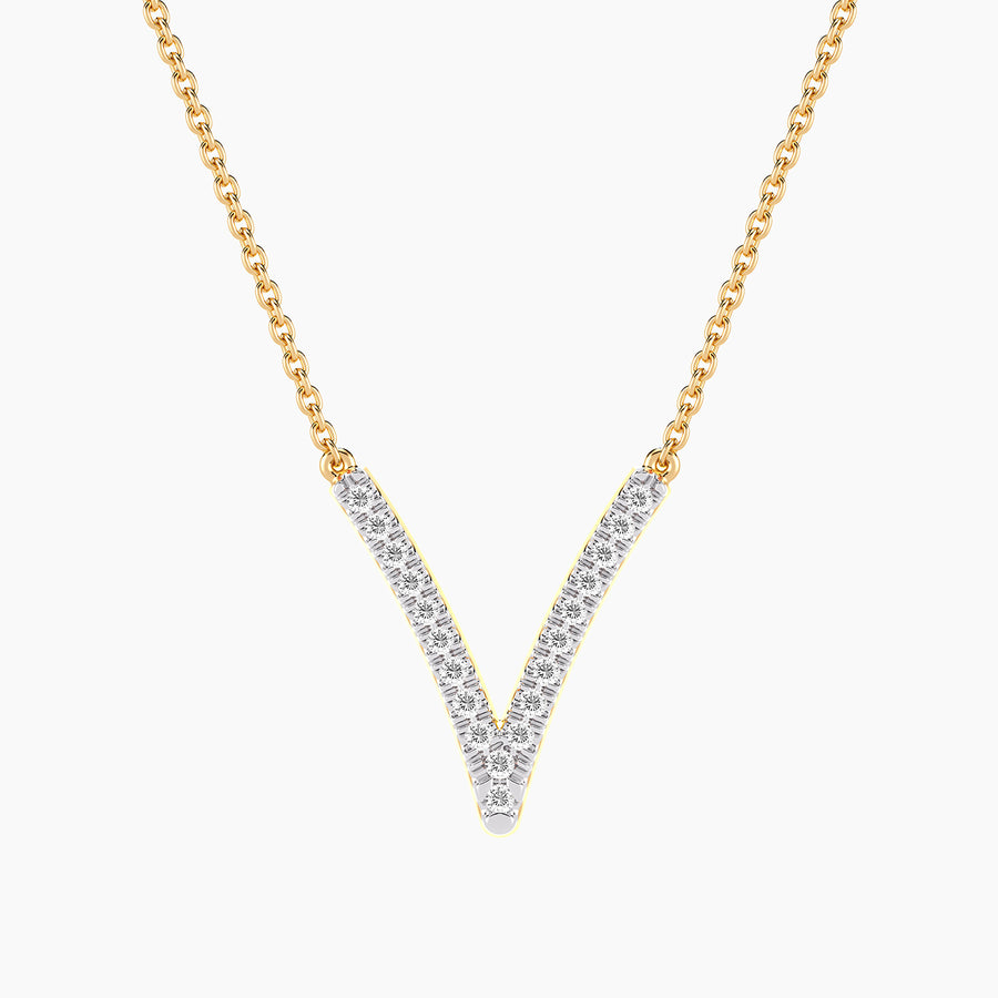 Lab-Grown Pave V Pendant Necklace