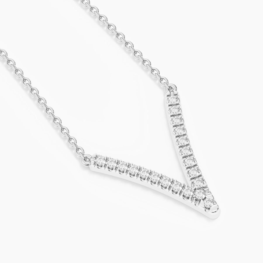 Lab-Grown Pave V Pendant Necklace
