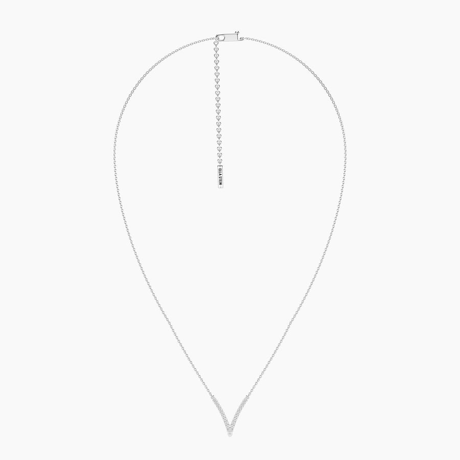 Lab-Grown Pave V Pendant Necklace