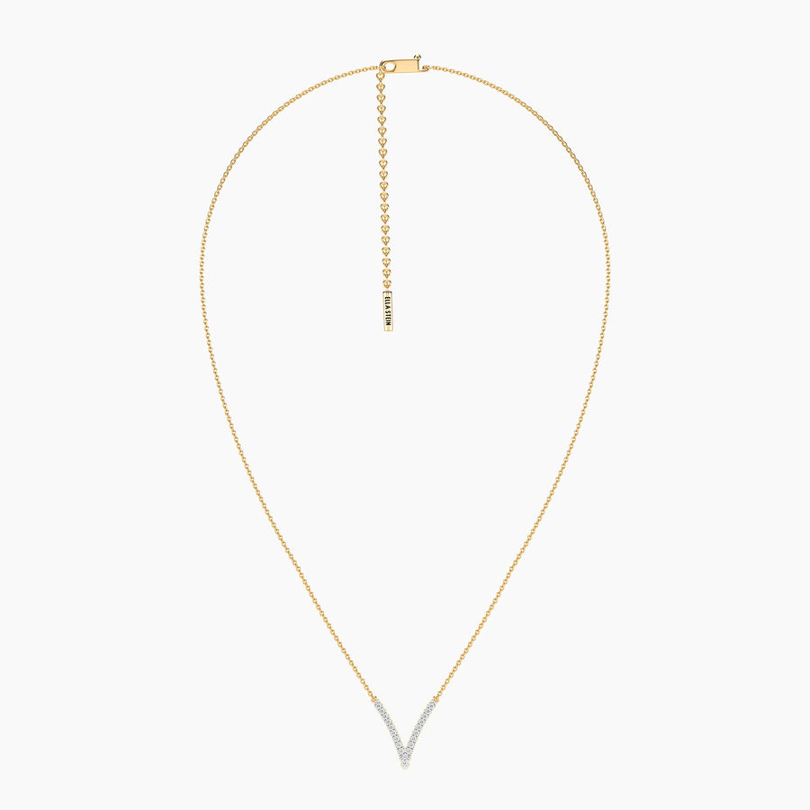 Lab-Grown Pave V Pendant Necklace