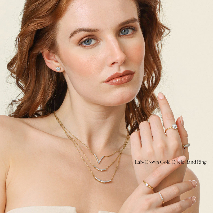 Lab-Grown  Gold Circle Band Ring