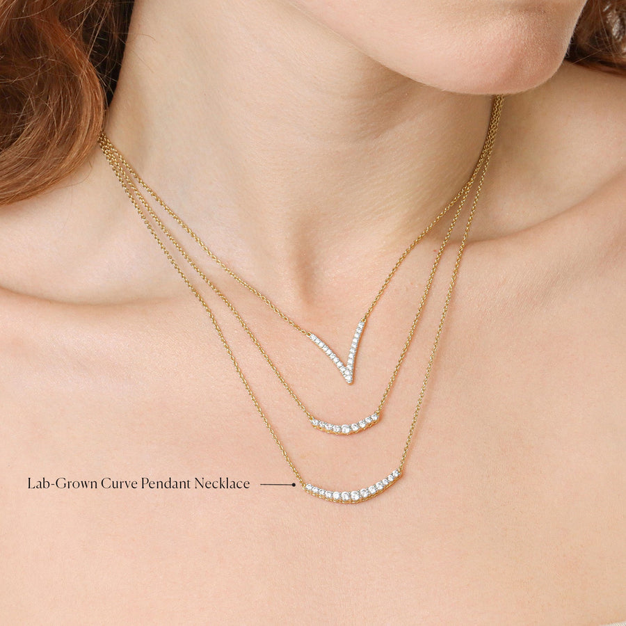 Lab-Grown Curve Pendant Necklace
