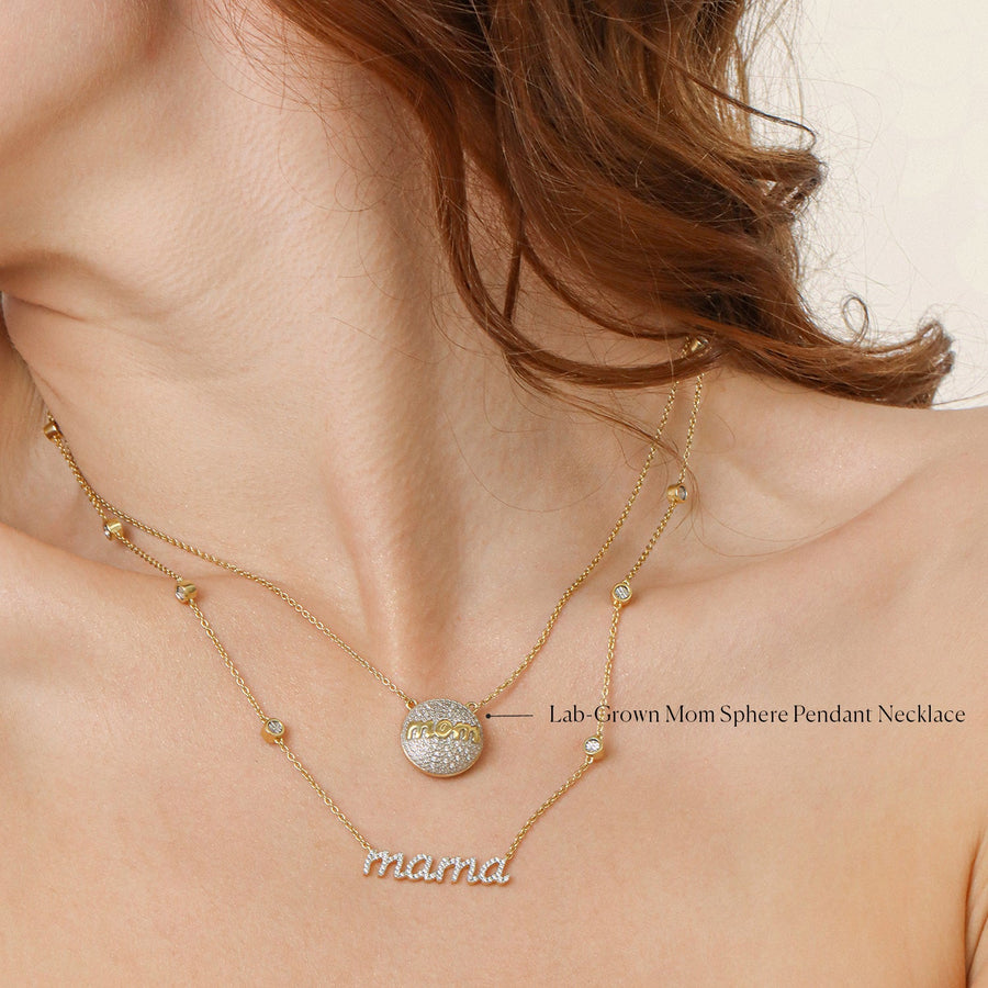 Lab-Grown Mom Sphere Pendant Necklace
