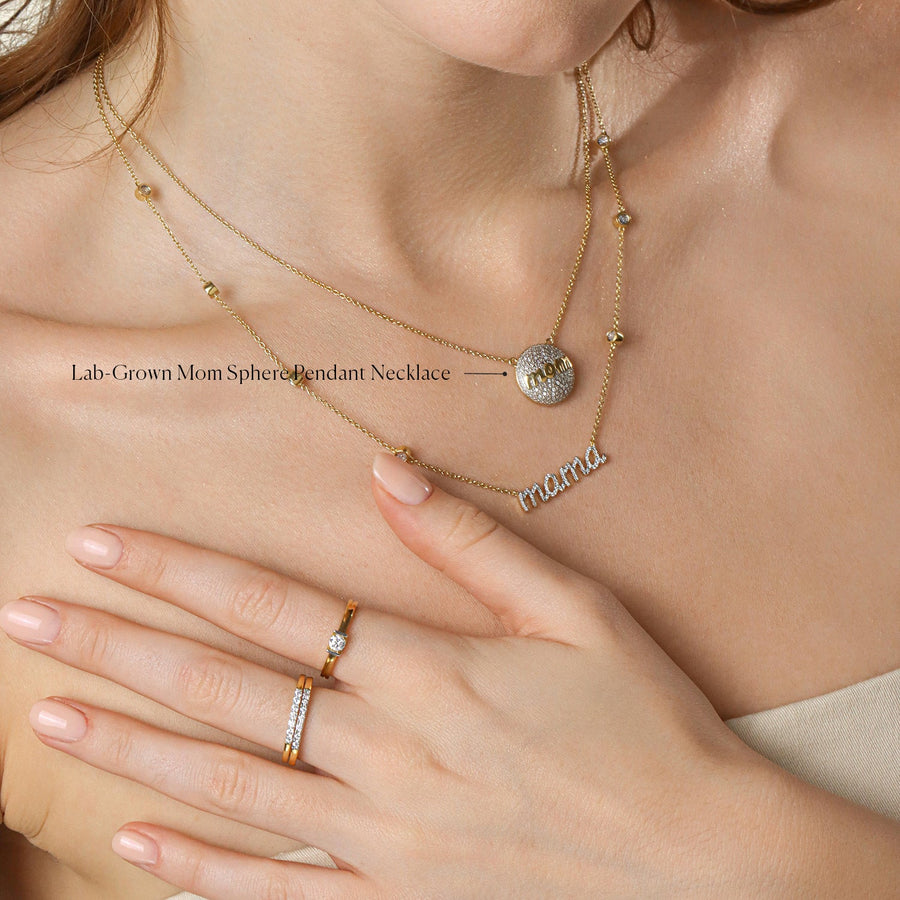 Lab-Grown Mom Sphere Pendant Necklace