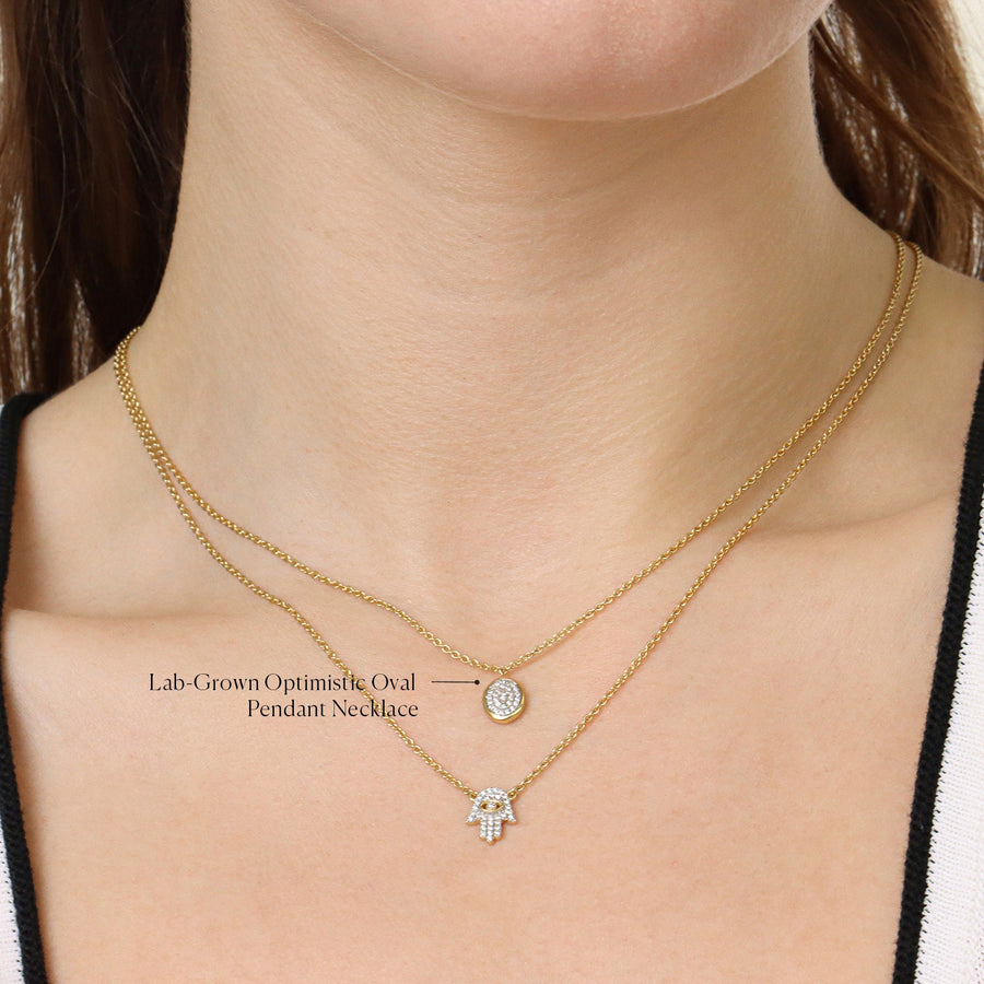 Lab-Grown Optimistic Oval Pendant Necklace