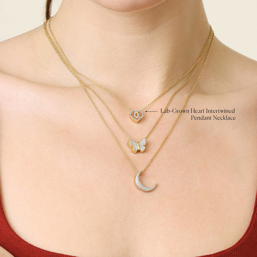 Lab-Grown Heart Intertwined Pendant Necklace