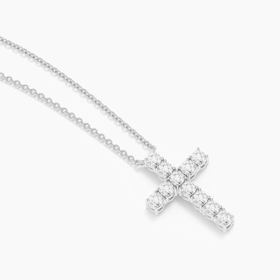 Lab-Grown Radiant Faith Diamond Cross Pendant Necklace