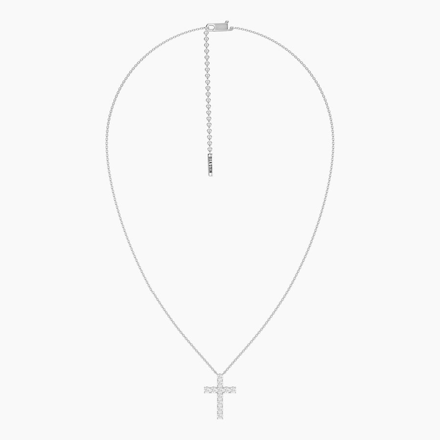 Lab-Grown Radiant Faith Diamond Cross Pendant Necklace