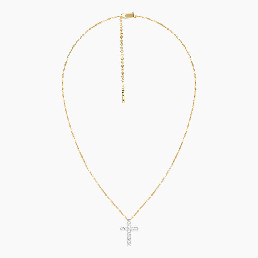 Lab-Grown Radiant Faith Diamond Cross Pendant Necklace