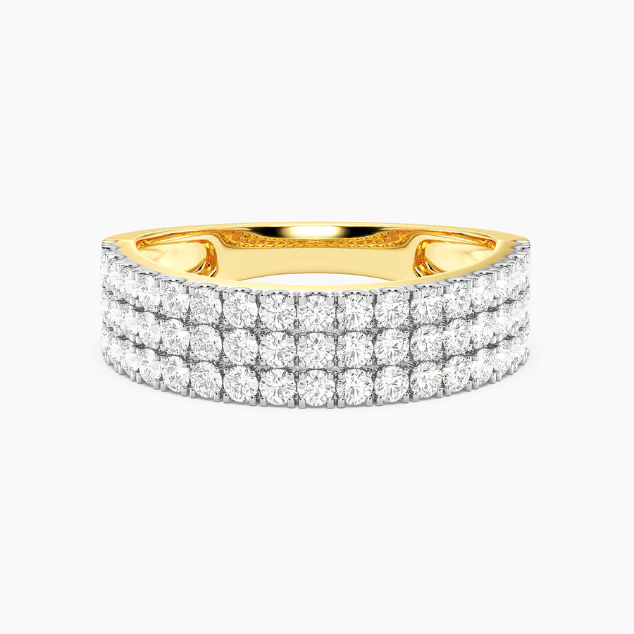 Lab-Grown  Pave Triple Row Ring