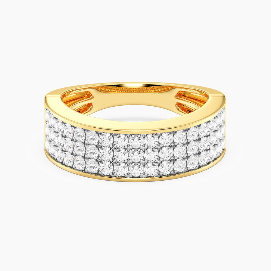 Lab-Grown  Bezel Bold Triple Row Ring