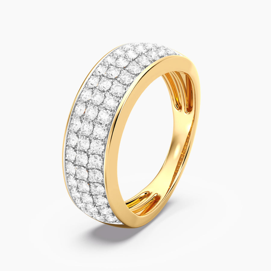 Lab-Grown Bezel Triple Row Ring