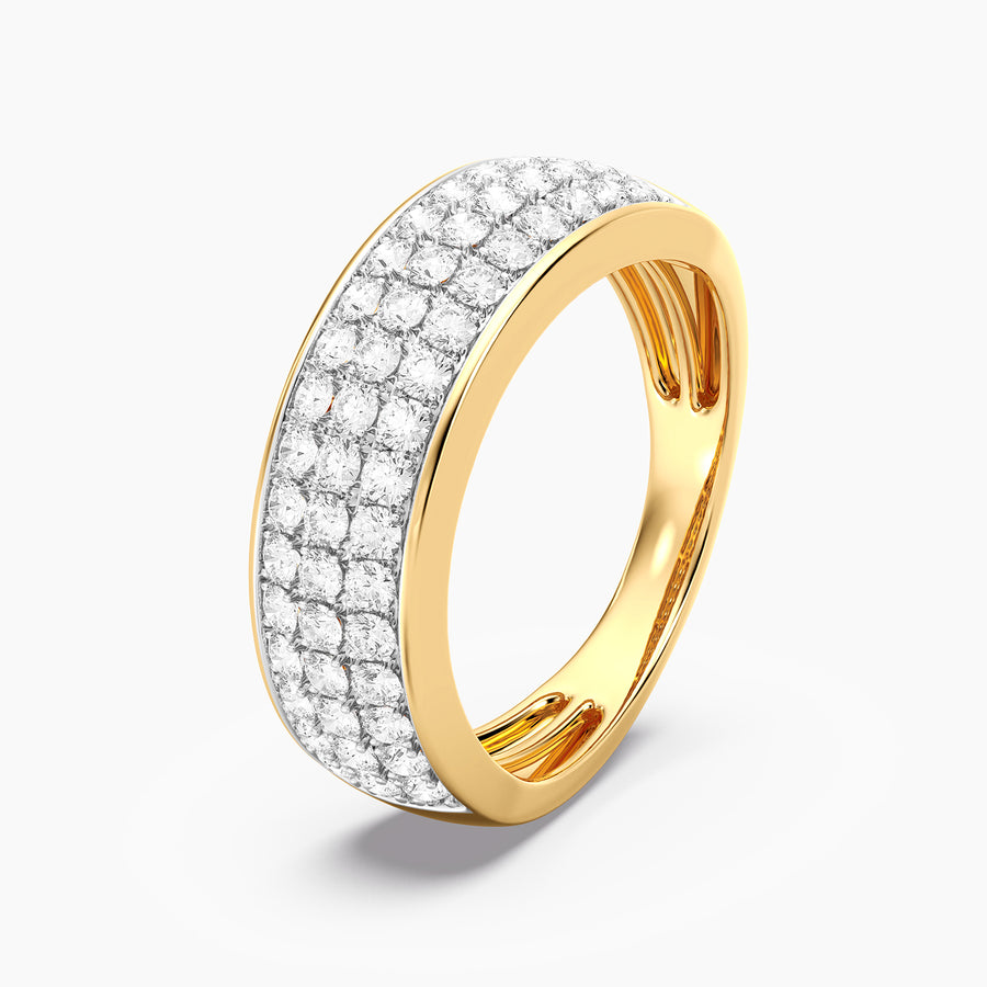 Lab-Grown Bezel Triple Row Ring
