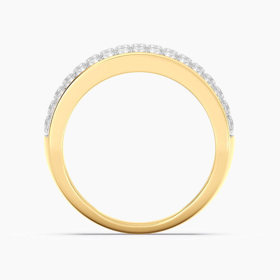 Lab-Grown Bezel Triple Row Ring