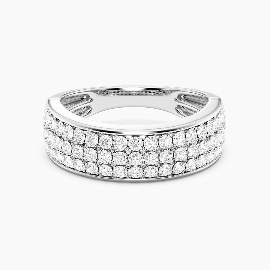 Lab-Grown Bezel Triple Row Ring