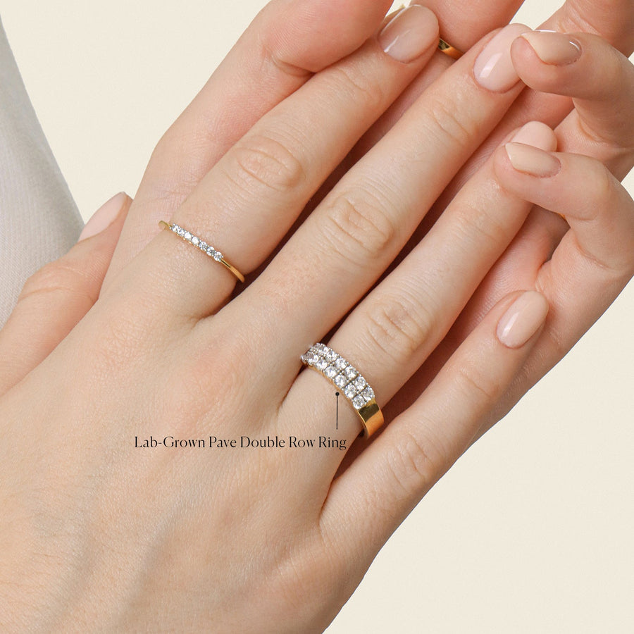 Lab-Grown Pave Double Row Ring