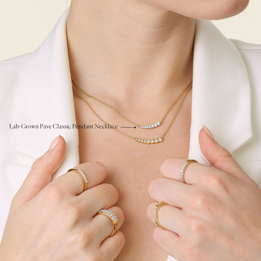 Lab-Grown Pave Classic Pendant Necklace