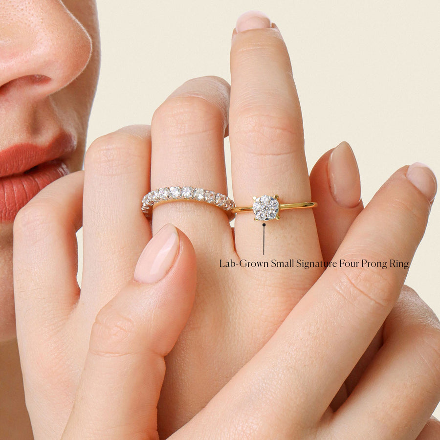 Lab-Grown Small Signature Four Prong Ring