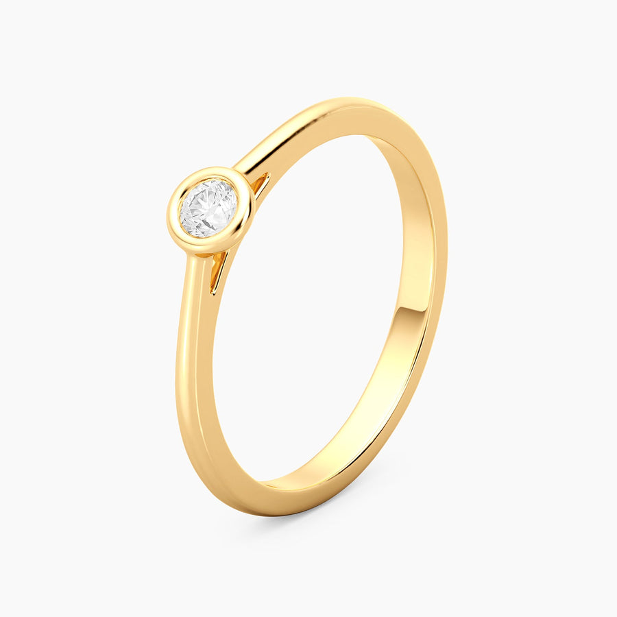 Lab-Grown 0.11 Ct Gold Solitaire Bezel Set Ring