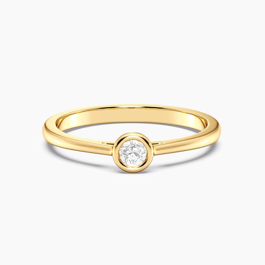 Lab-Grown 0.11 Ct Gold Solitaire Bezel Set Ring