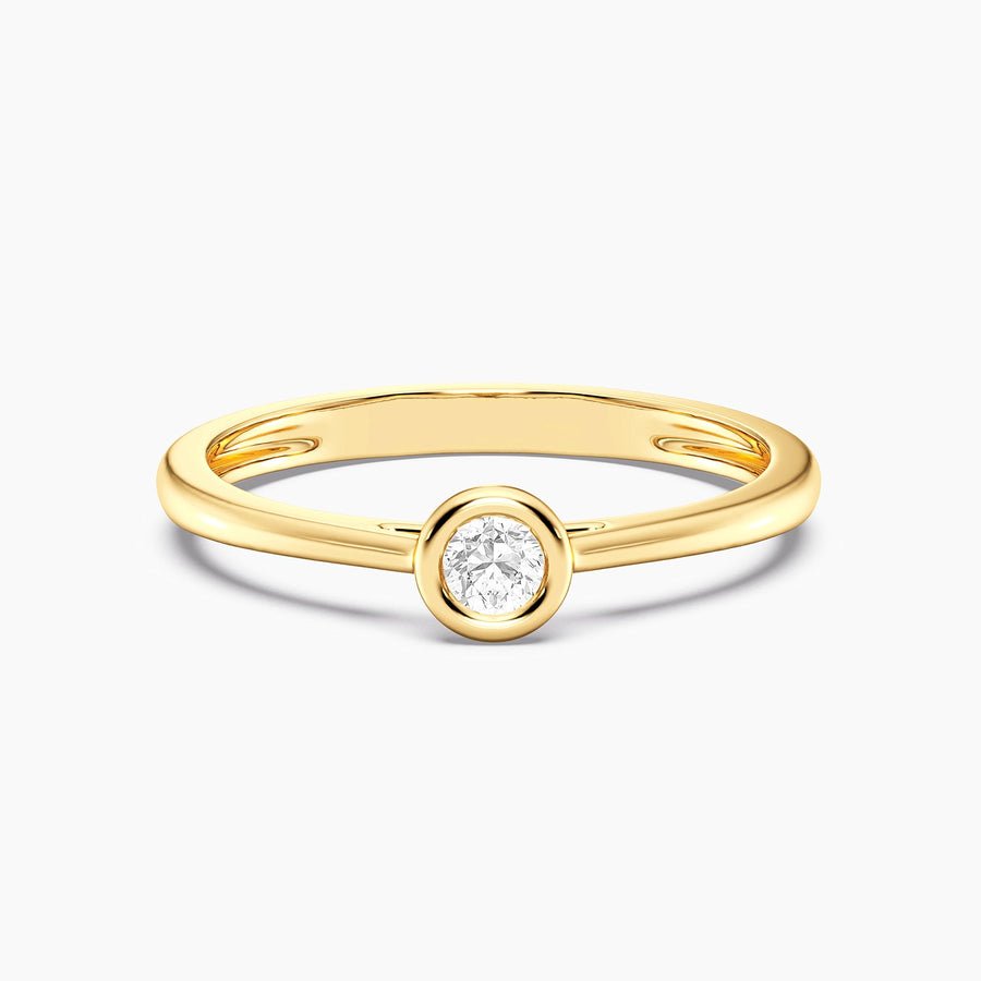 Lab-Grown 0.13 Ct Gold Solitaire Bezel Set Ring