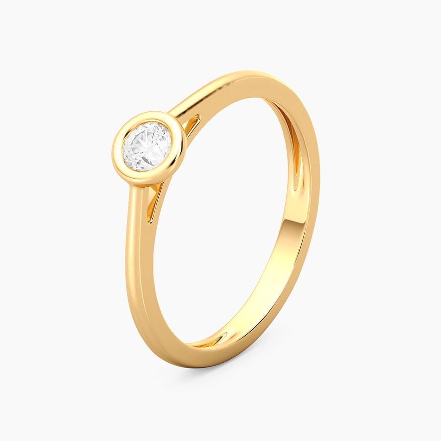 Lab-Grown 0.20 Ct Gold Solitaire Bezel Set Ring