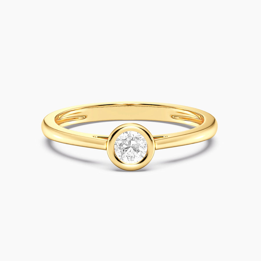 Lab-Grown 0.20 Ct Gold Solitaire Bezel Set Ring