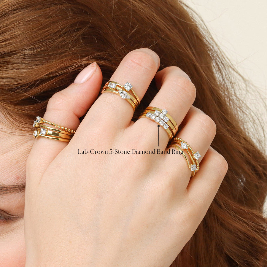 Lab-Grown  5-Stone Diamond Band Ring