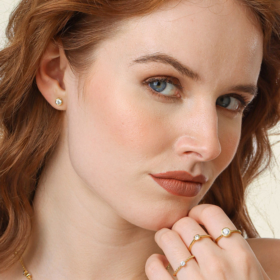 Lab-Grown 0.50 Ct Signature Bezel Stud Earrings