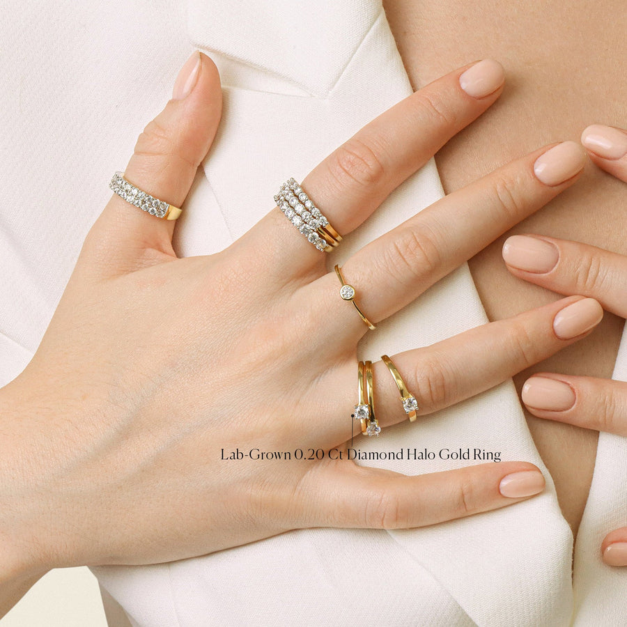 Lab-Grown 0.20 Ct Diamond Halo Gold Ring
