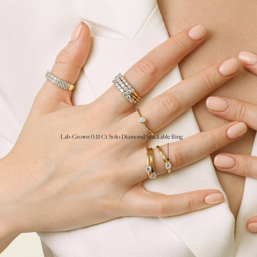 Lab-Grown 0.11 Ct Solo Diamond Stackable Ring