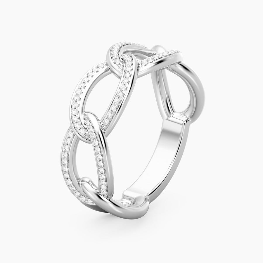 Lab-Grown Triple Link Statement Ring
