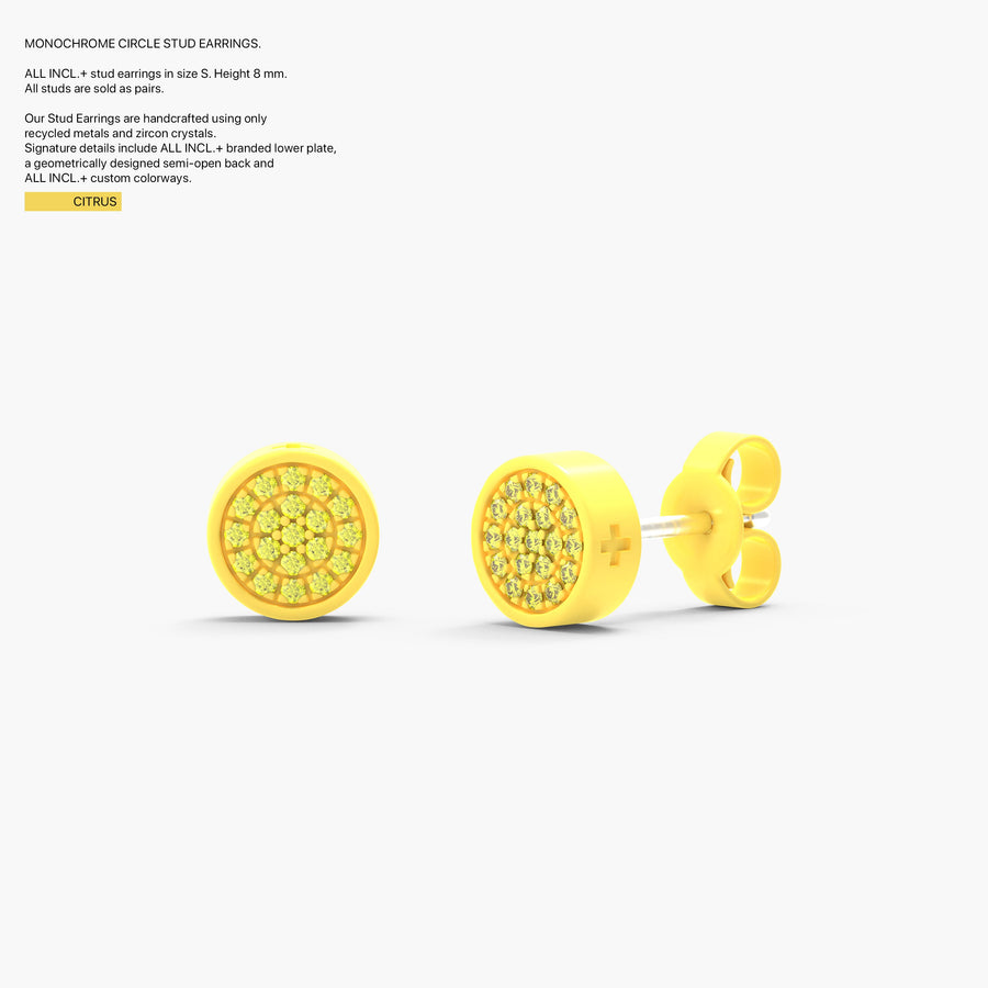 Monochrome Circle Studs in Citrus