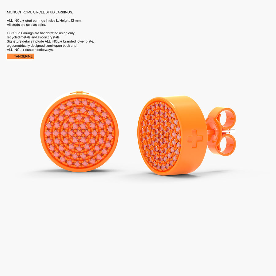 Monochrome Circle Studs in Tangerine