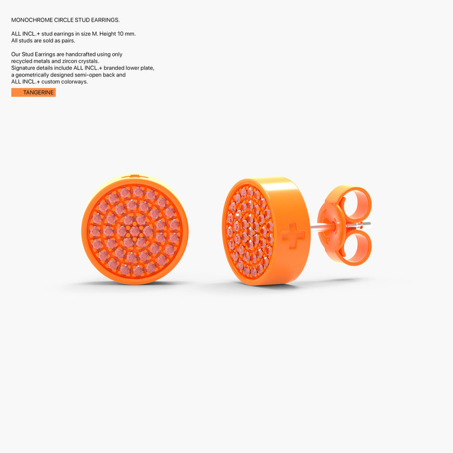 Monochrome Circle Studs in Tangerine