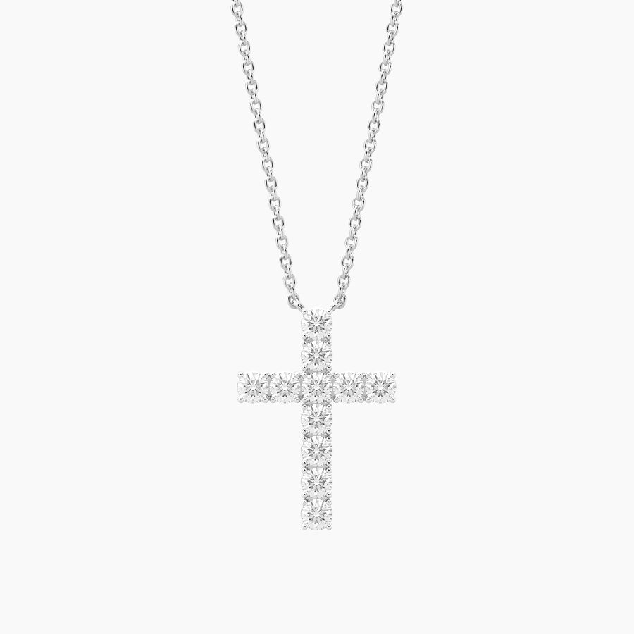 Lab-Grown Radiant Faith Diamond Cross Pendant Necklace