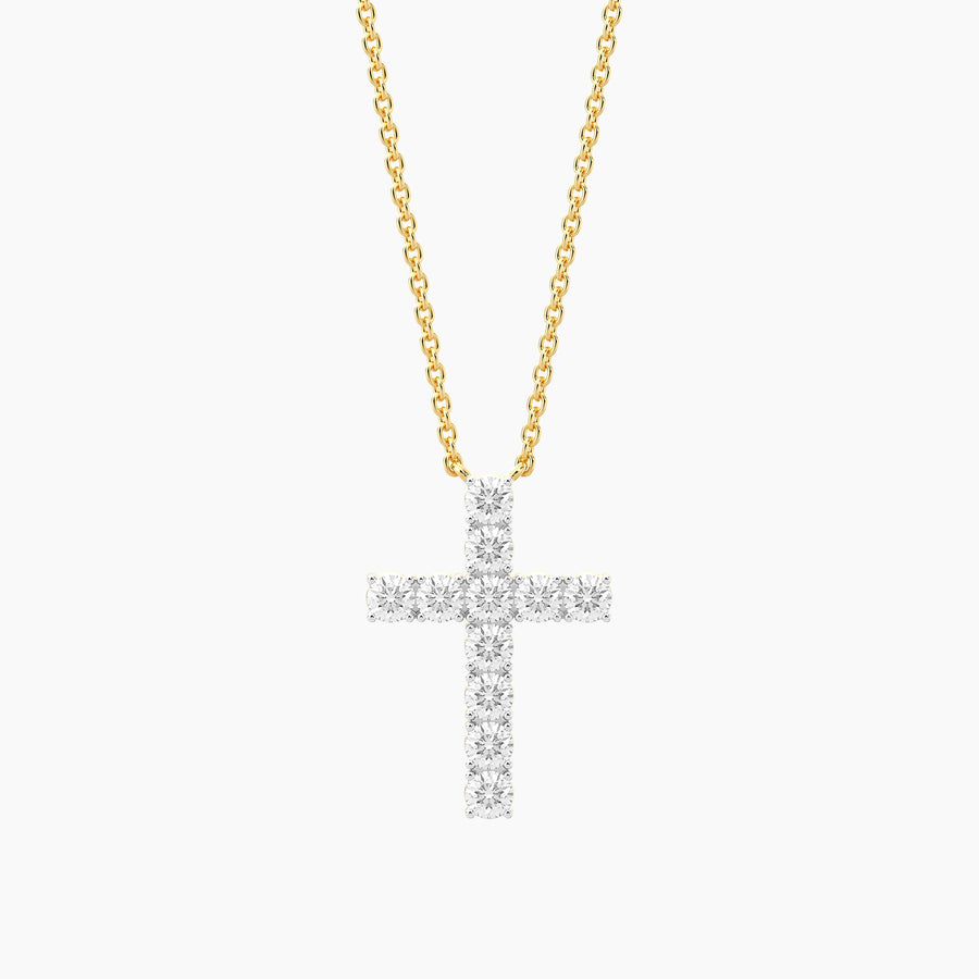 Lab-Grown Radiant Faith Diamond Cross Pendant Necklace