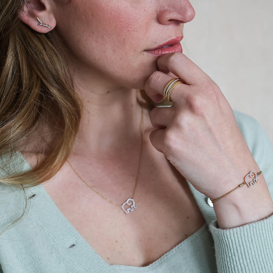14kt Gold Elephant Mom Pendant Necklace