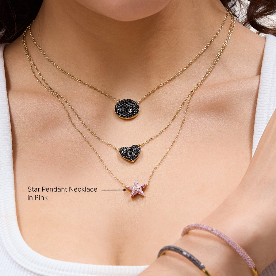 Hello Ella Star Pendant Necklace in Pink