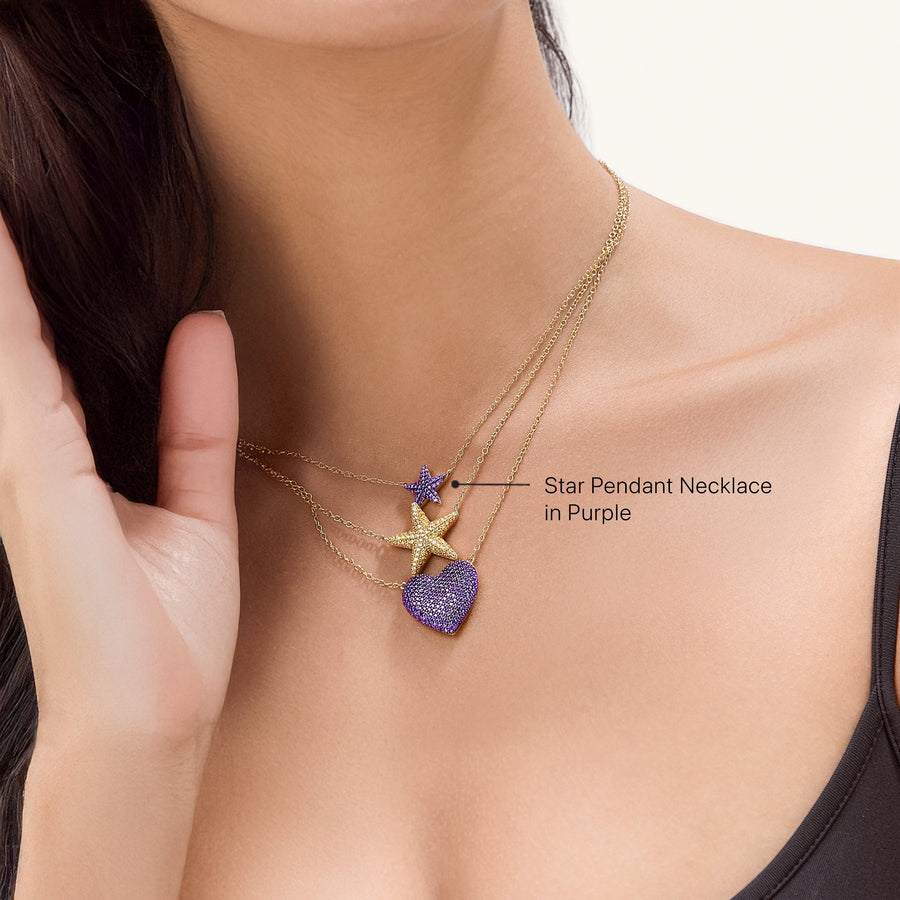 Hello Ella Star Pendant Necklace in Purple