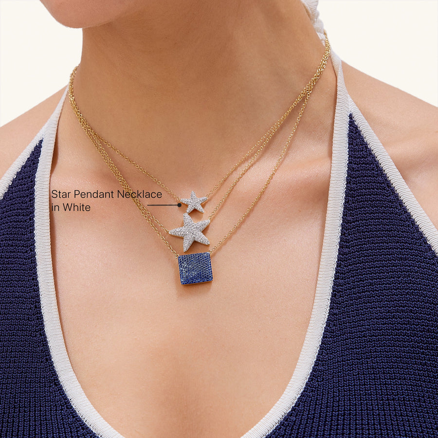 Hello Ella Star Pendant Necklace in White