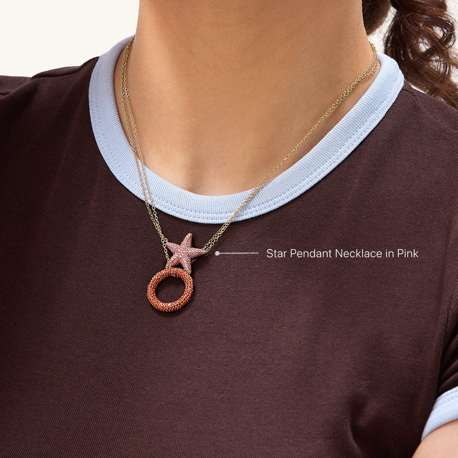 Hello Ella Star Pendant Necklace in Pink