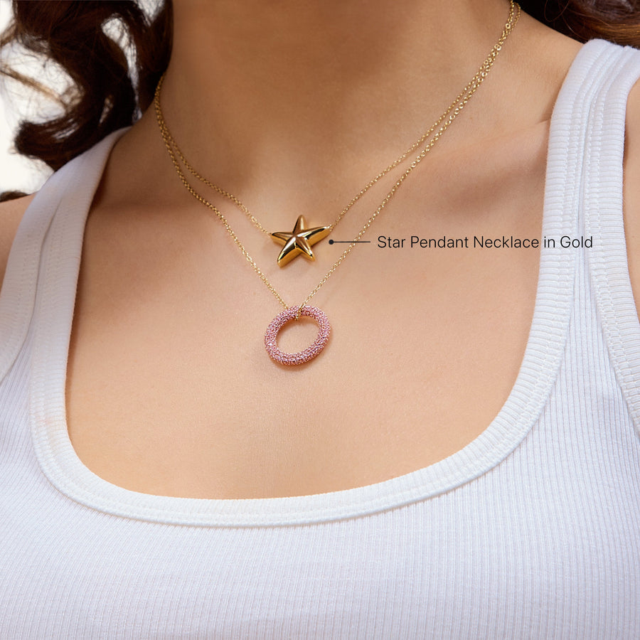 Hello Ella Star Pendant Necklace in Gold