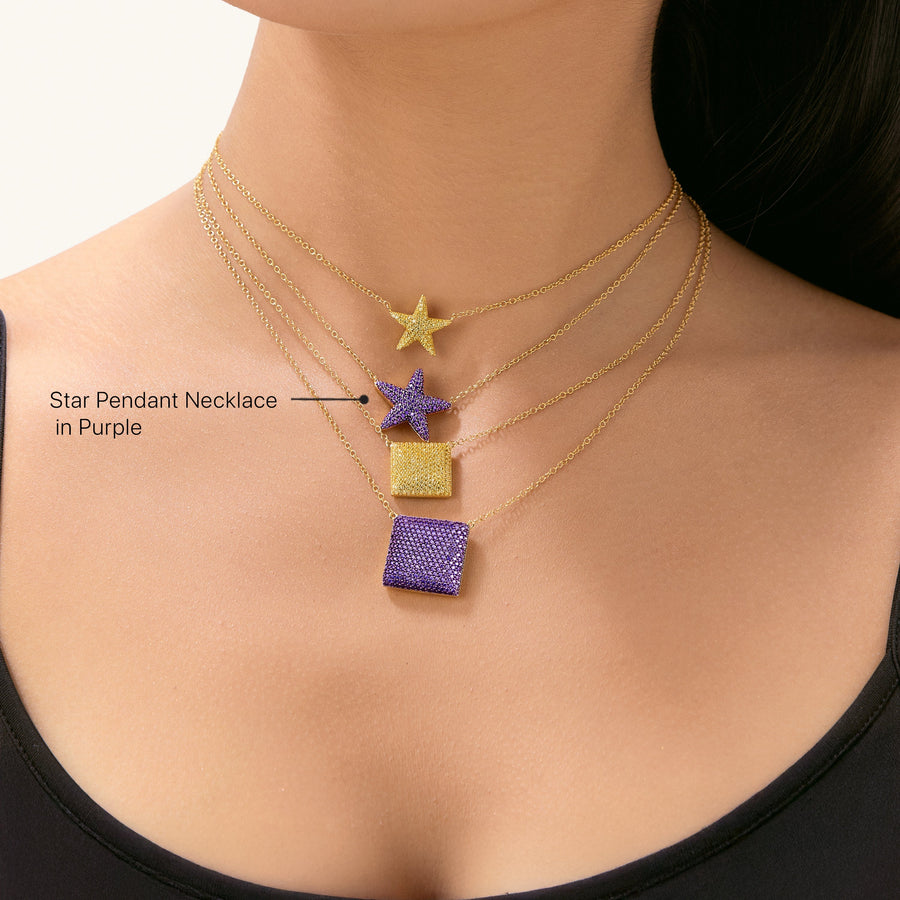 Hello Ella Star Pendant Necklace in Purple