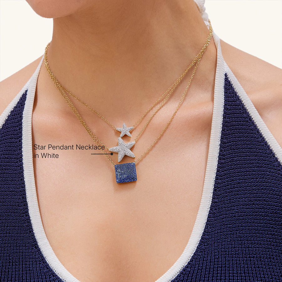 Hello Ella Star Pendant Necklace in White