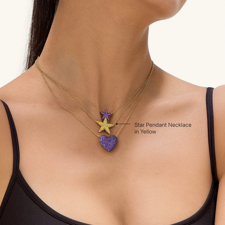 Hello Ella Star Pendant Necklace in Yellow