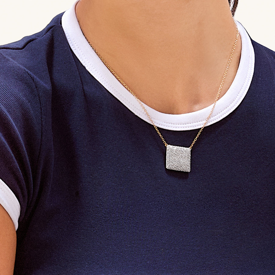 Hello Ella Cube Pendant Necklace in White