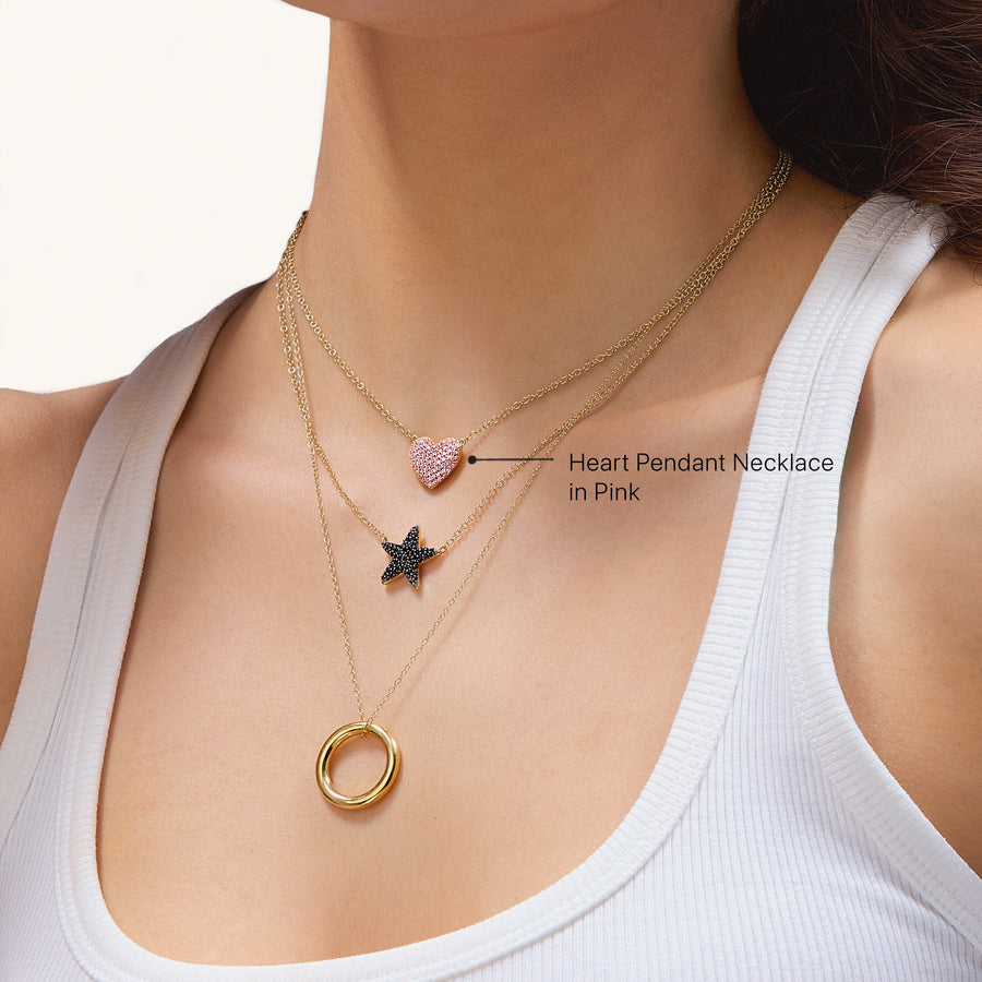 Hello Ella Heart Pendant Necklace in Pink