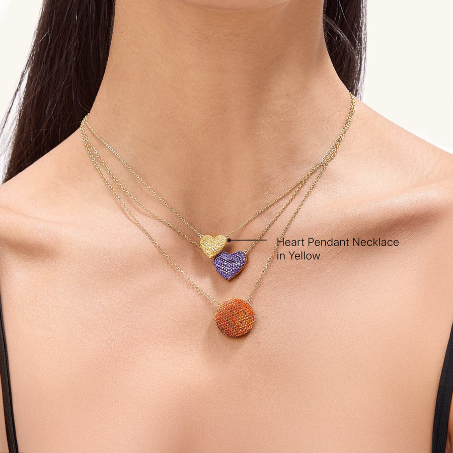Hello Ella Heart Pendant Necklace in Yellow