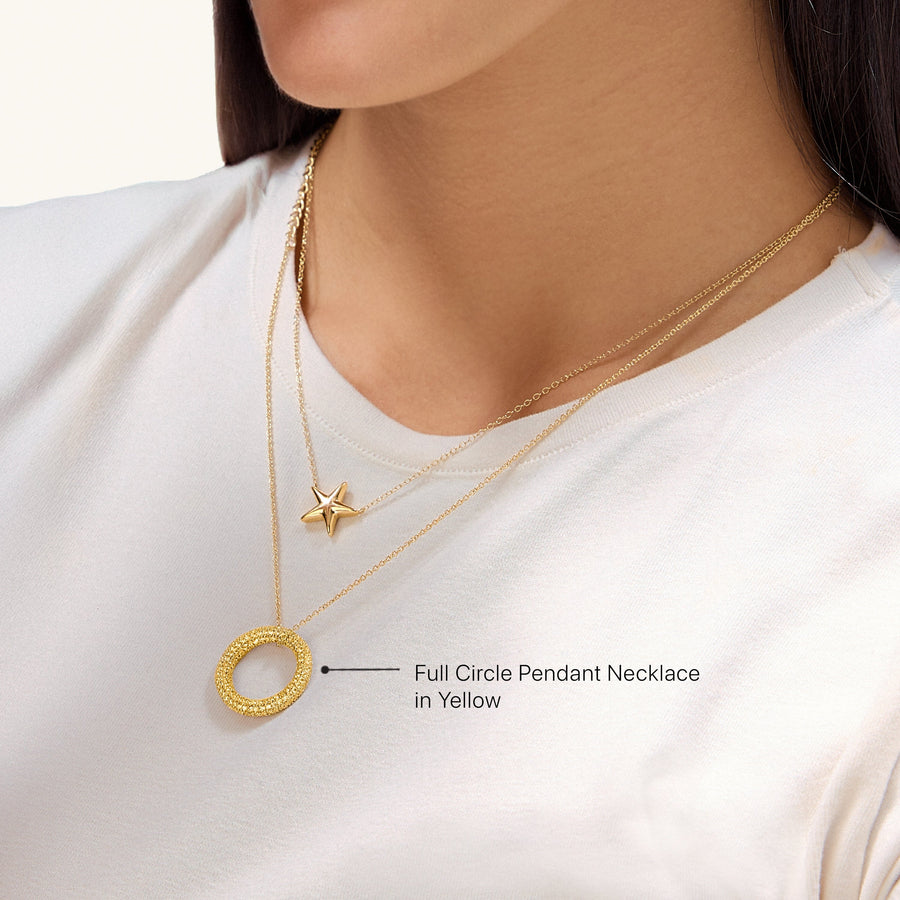 Hello Ella Full Circle Pendant Necklace in Yellow